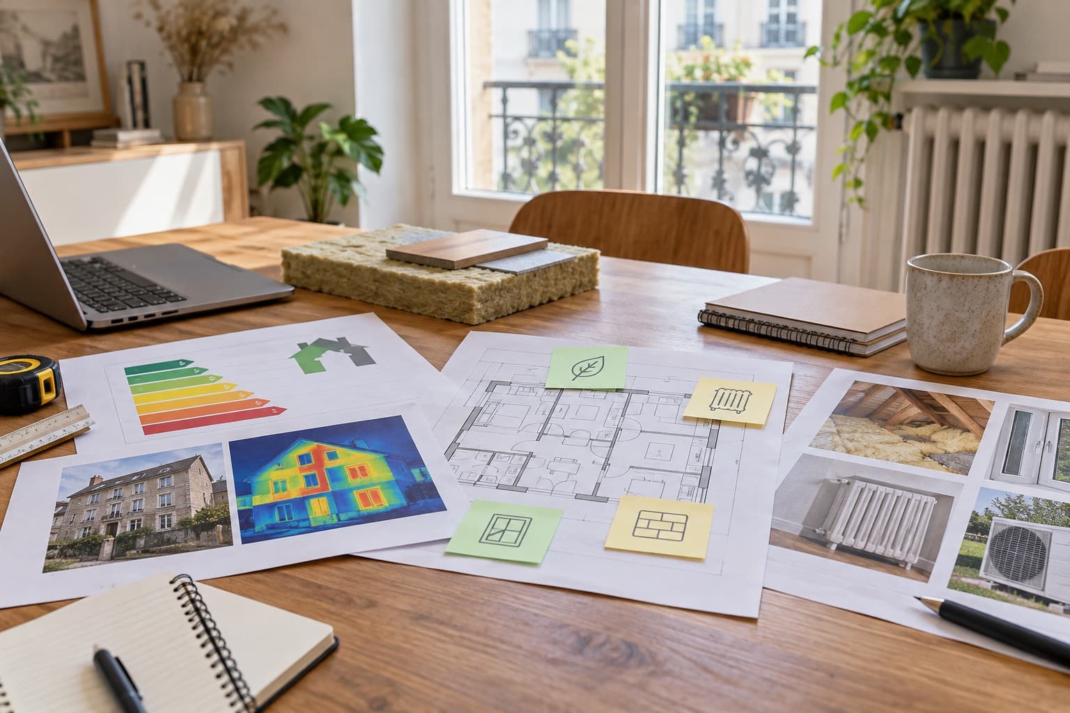 Diagnostics, photos et plan de logement annotés pour prioriser des travaux