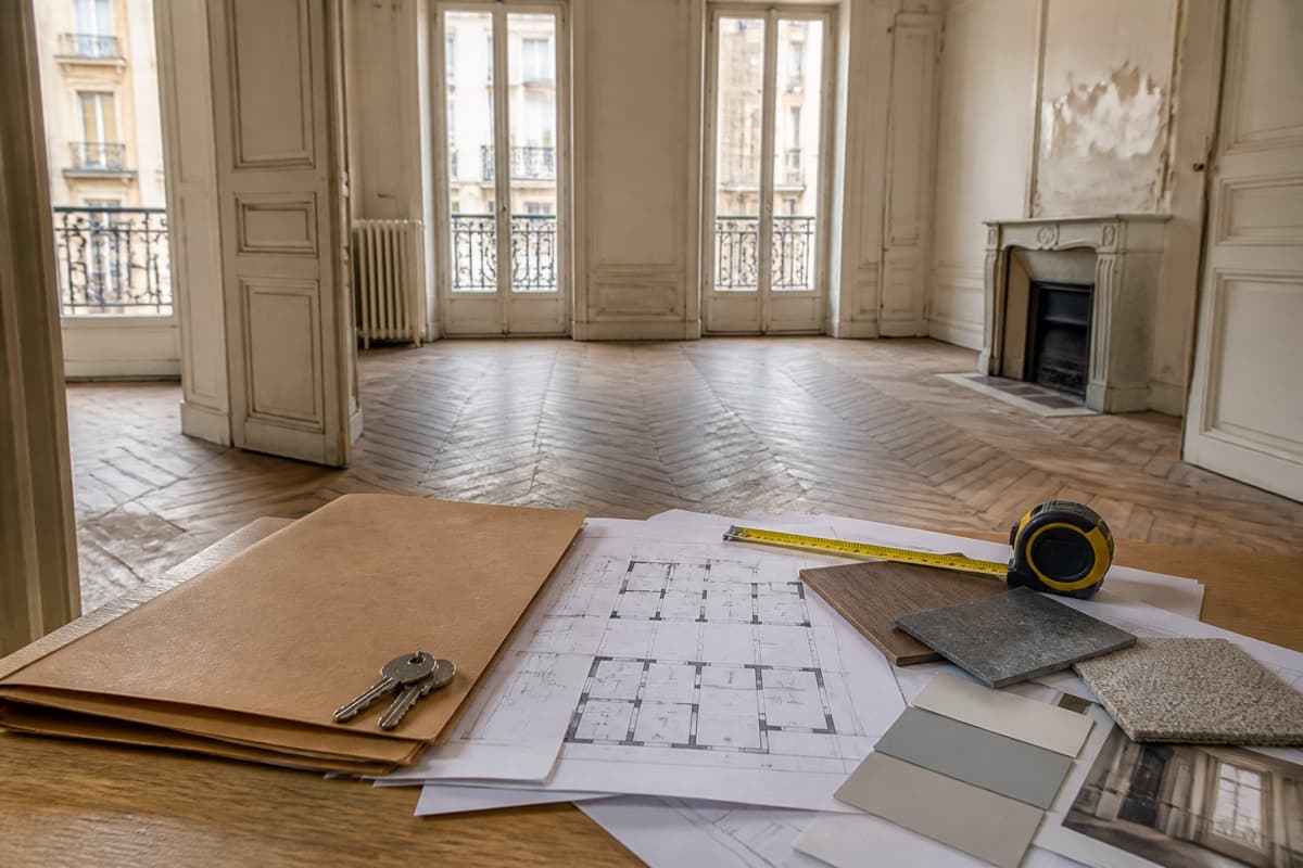 Plans, diagnostics et échantillons de matériaux préparés après un achat immobilier