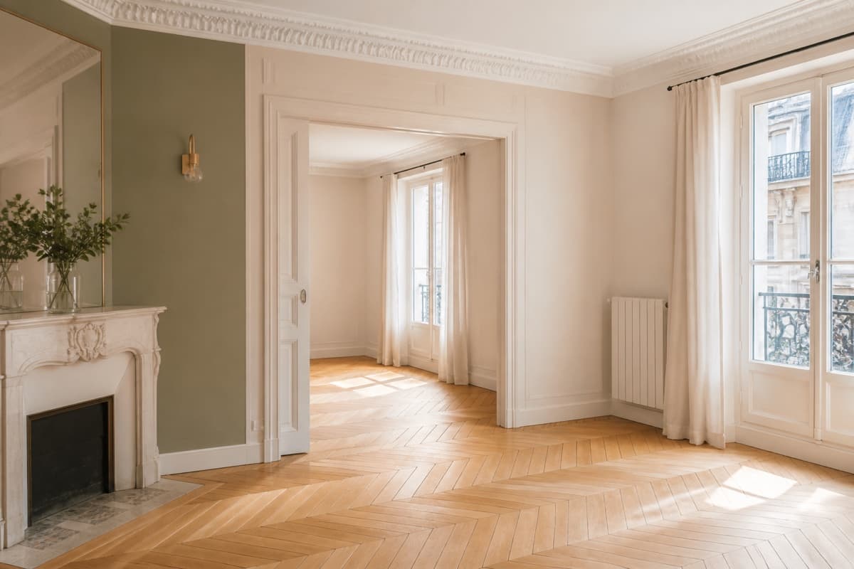 Appartement lumineux rénové avec des matériaux naturels